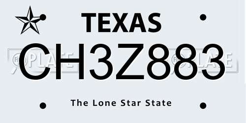 CH3Z883 Texas License Plate
