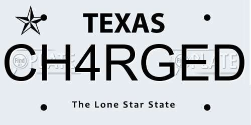 CH4RGED Texas License Plate