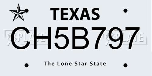 CH5B797 Texas License Plate