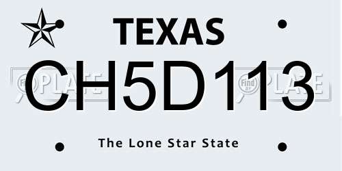 CH5D113 Texas License Plate