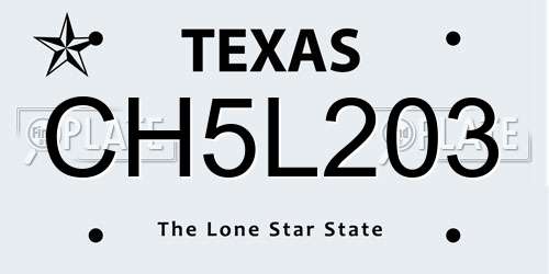 CH5L203 Texas License Plate