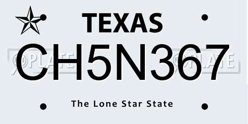 CH5N367 Texas License Plate