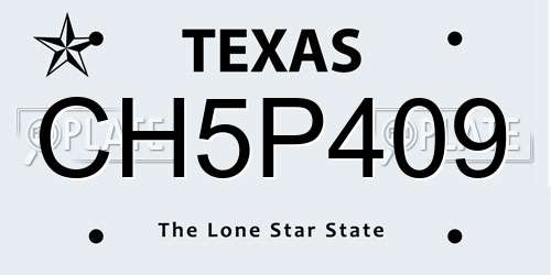 CH5P409 Texas License Plate