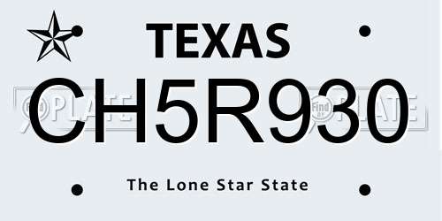 CH5R930 Texas License Plate