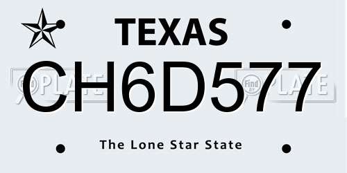 CH6D577 Texas License Plate