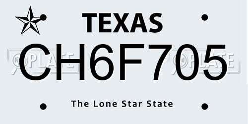 CH6F705 Texas License Plate