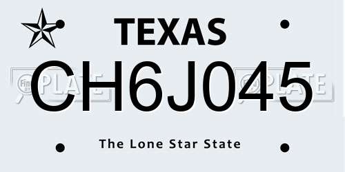 CH6J045 Texas License Plate