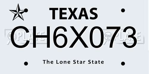 CH6X073 Texas License Plate