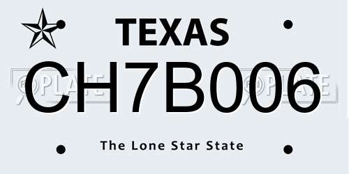 CH7B006 Texas License Plate