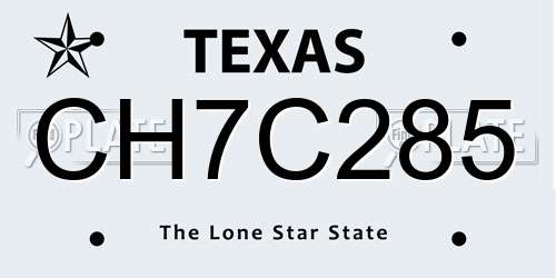 CH7C285 Texas License Plate