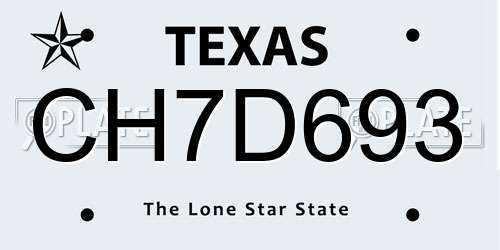 CH7D693 Texas License Plate