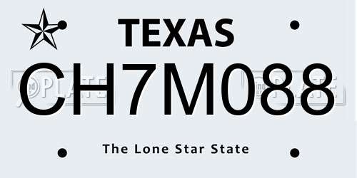 CH7M088 Texas License Plate