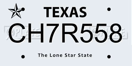 CH7R558 Texas License Plate