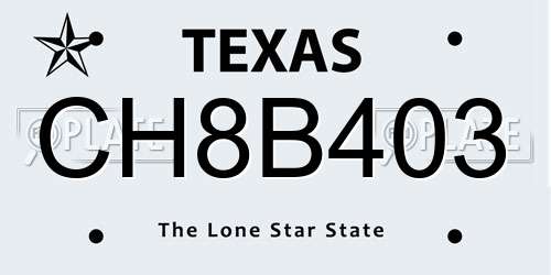 CH8B403 Texas License Plate