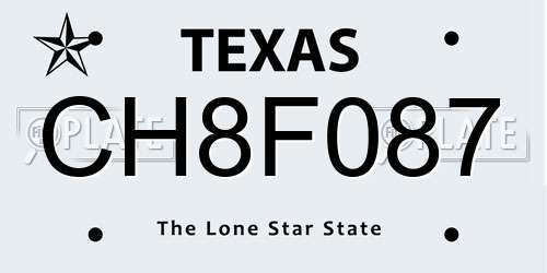 CH8F087 Texas License Plate