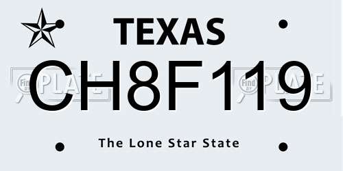 CH8F119 Texas License Plate
