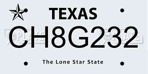 CH8G232 Texas License Plate