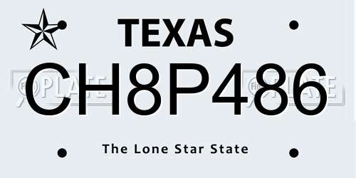 CH8P486 Texas License Plate