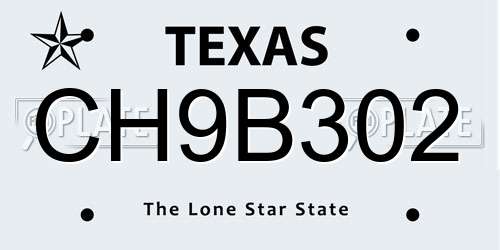 CH9B302 Texas License Plate