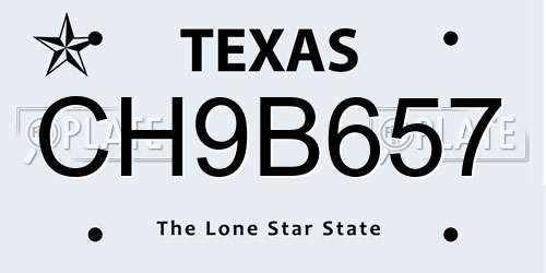 CH9B657 Texas License Plate