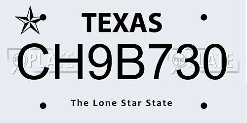 CH9B730 Texas License Plate