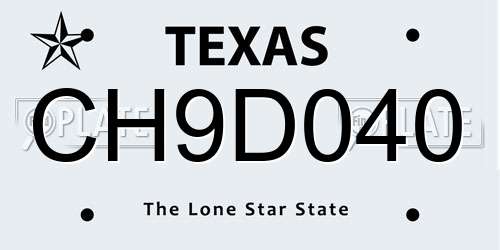 CH9D040 Texas License Plate