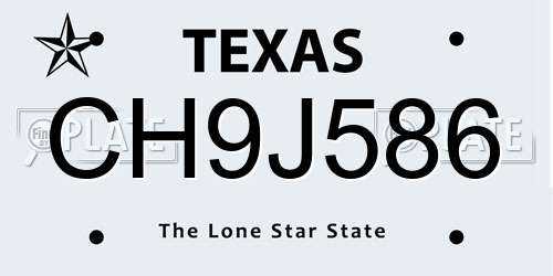 CH9J586 Texas License Plate
