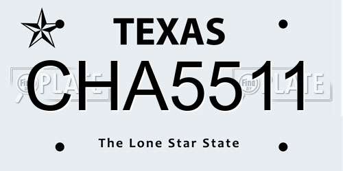 CHA5511 Texas License Plate