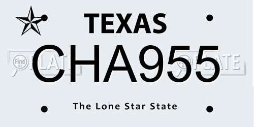 CHA955 Texas License Plate