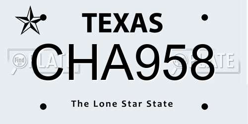 CHA958 Texas License Plate