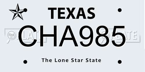 CHA985 Texas License Plate