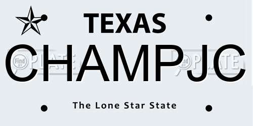 CHAMPJC Texas License Plate