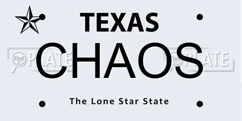 CHAOS Texas License Plate