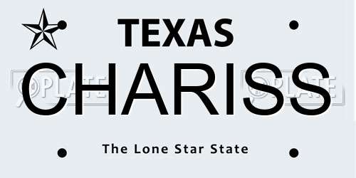 CHARISS Texas License Plate
