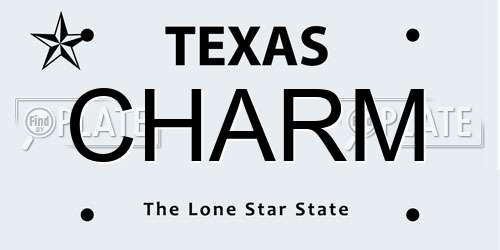 CHARM Texas License Plate