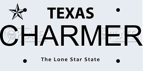 CHARMER Texas License Plate
