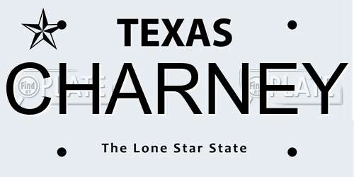 CHARNEY Texas License Plate