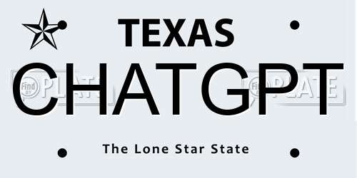 CHATGPT license plate in TX state