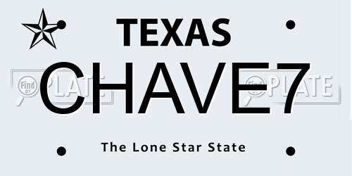 CHAVE7 Texas License Plate