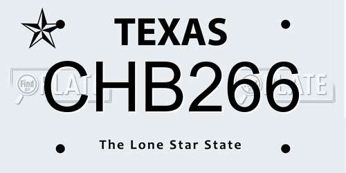 CHB266 Texas License Plate