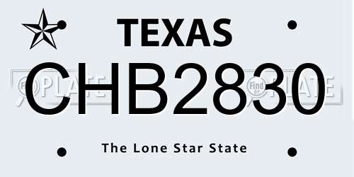 CHB2830 Texas License Plate