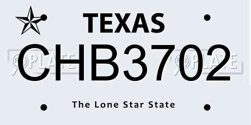 CHB3702 Texas License Plate