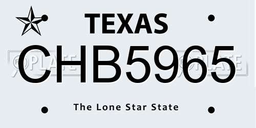 CHB5965 Texas License Plate