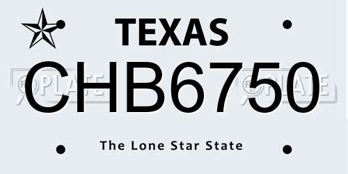 CHB6750 Texas License Plate