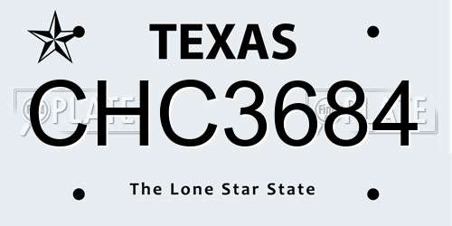 CHC3684 Texas License Plate