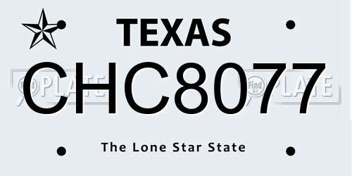 CHC8077 Texas License Plate