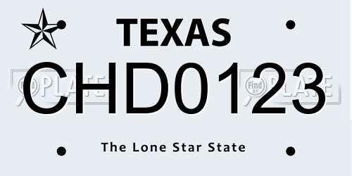 CHD0123 Texas License Plate