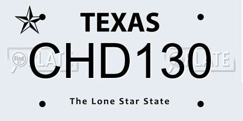 CHD130 Texas License Plate
