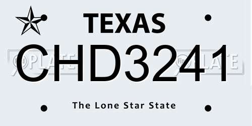 CHD3241 Texas License Plate