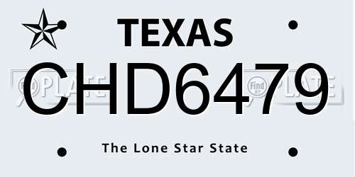 CHD6479 Texas License Plate
